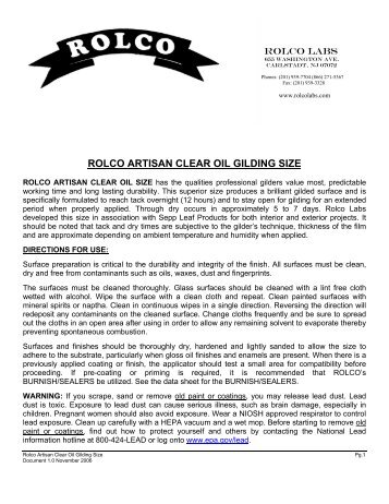 rolco artisan clear oil gilding size - Sepp Leaf Products, Inc.