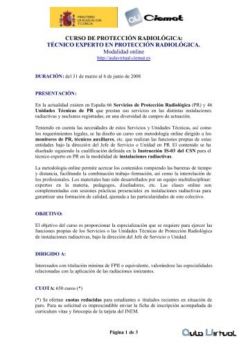 CURSO DE PROTECCIÃN RADIOLÃGICA: TÃCNICO ... - SEPR