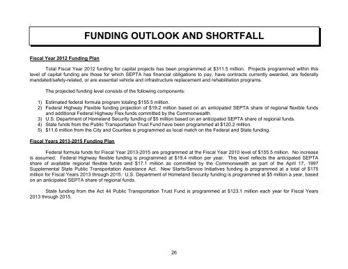 FY 2012 Capital Budget and FY 2012-2023 Capital Program - Septa