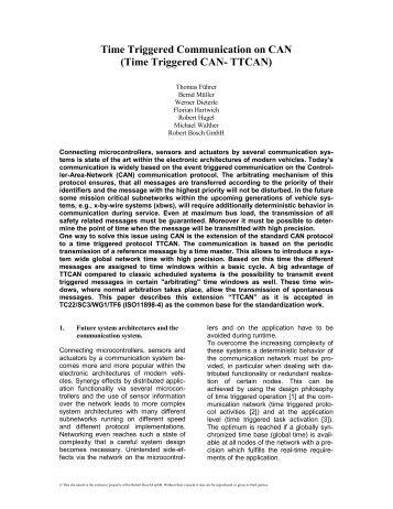 Time Triggered CAN- TTCAN - Bosch Semiconductors and Sensors