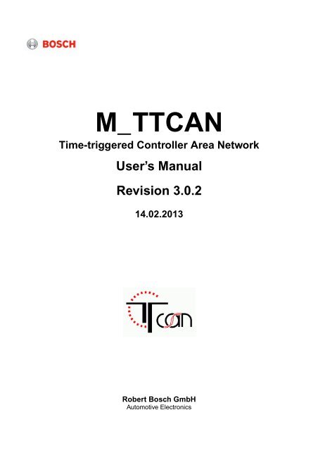 M_TTCAN - User Manual - Bosch Semiconductors and Sensors