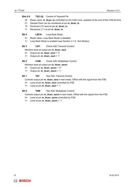 M_TTCAN - User Manual - Bosch Semiconductors and Sensors