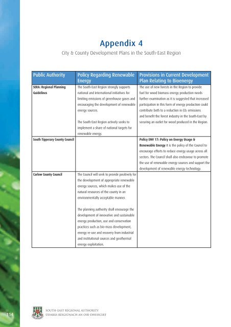 Bioenergy Implementation Plan - South-East Regional Authority