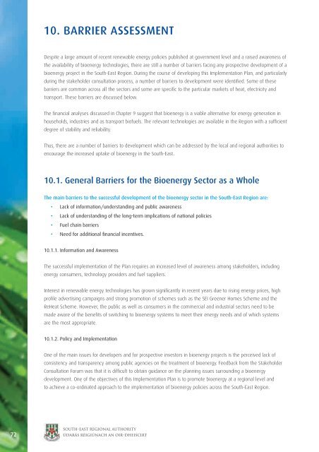 Bioenergy Implementation Plan - South-East Regional Authority