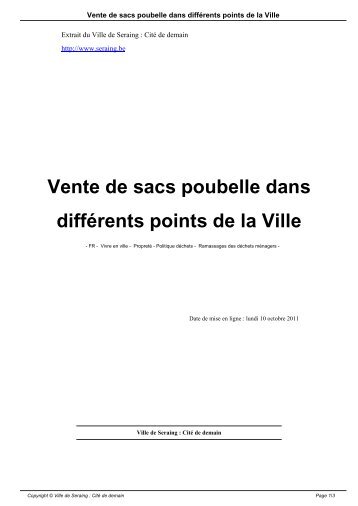 Vente de sacs poubelle dans diffÃ©rents points de la Ville - Seraing