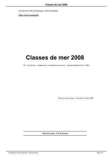 Classes de mer 2008 - Seraing