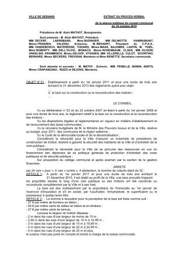 taxe sur la construction ou la reconstruction des trottoirs - Seraing