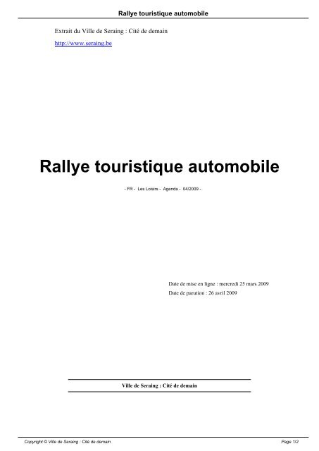 Rallye touristique automobile - Seraing