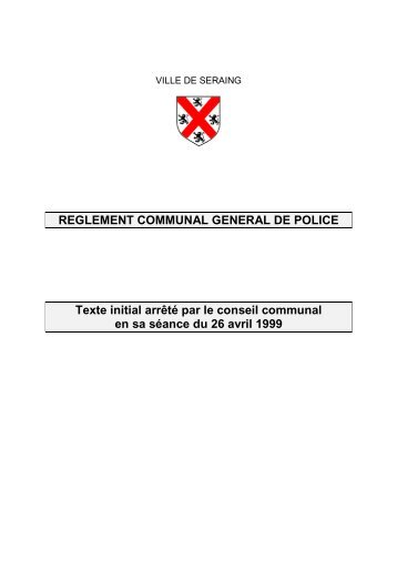 RÃ¨glement communal gÃ©nÃ©ral de police - Seraing