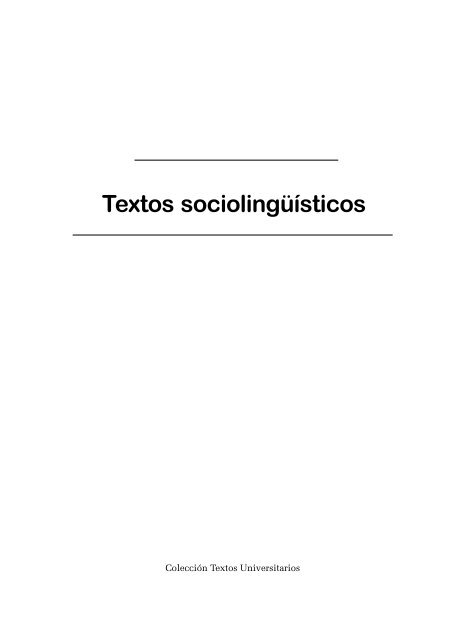 Textos sociolingüísticos - Universidad de Los Andes