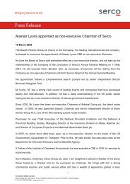 Alastair Lyons appointed as non-executive Chairman of Serco (16 ...