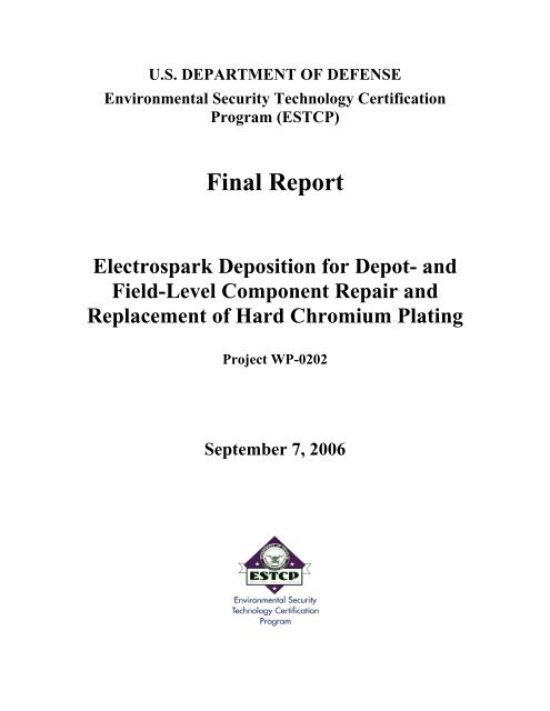 Final Report - Strategic Environmental Research and Development ...