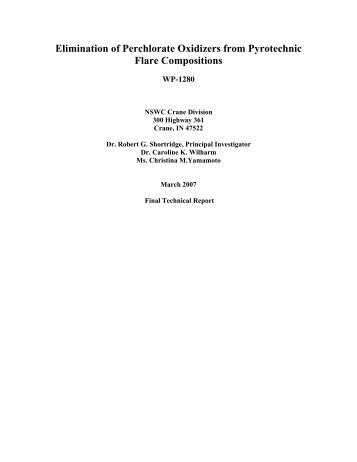 Elimination of Perchlorate Oxidizers from Pyrotechnic Flare ...