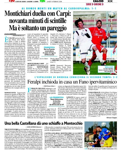 18/02/2008 Campionato 24a Giornata - serie d news