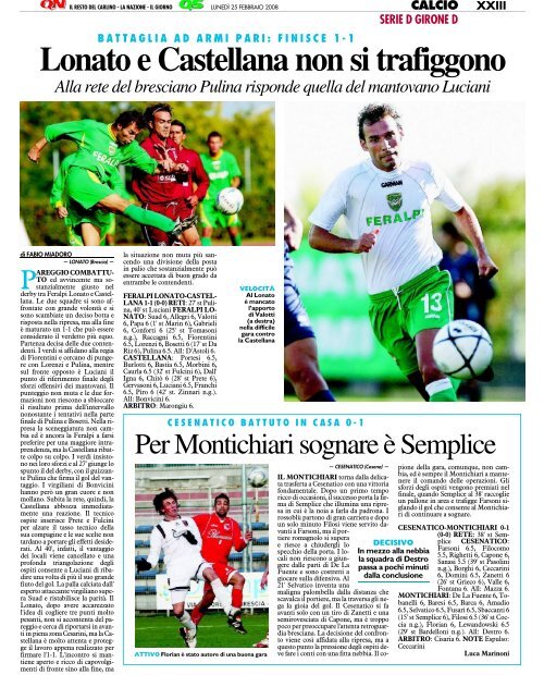 25/02/2008 Campionato 25a Giornata - serie d news