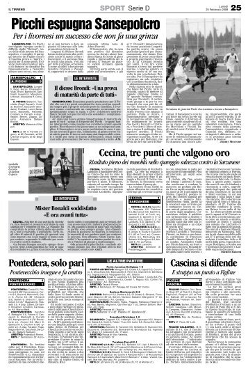 25/02/2008 Campionato 25a Giornata: Girone E - serie d news