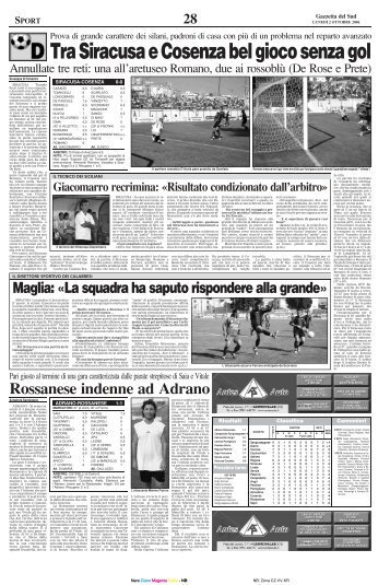 02/10/2006 Campionato 3a giornata: Girone I - serie d news