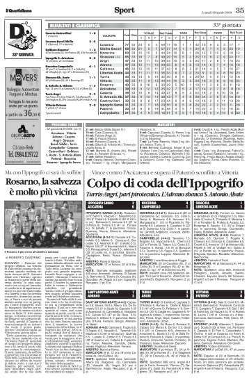 28/04/2008 Campionato 33a Giornata: Girone I ... - serie d news