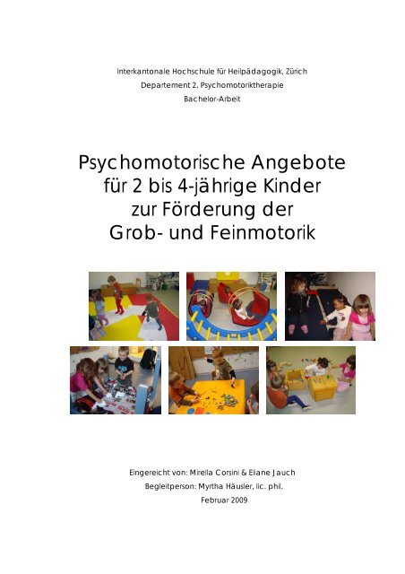 Psychomotorische Angebote für 2 bis 4-jährige Kinder zur - BSCW