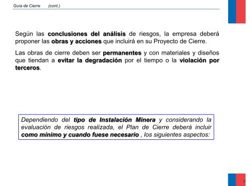 Actividades y Costos de Cierre - Sernageomin