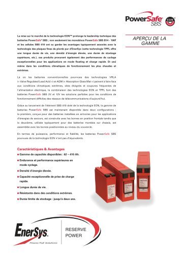 APERÇU DE LA GAMME - EnerSys - EMEA