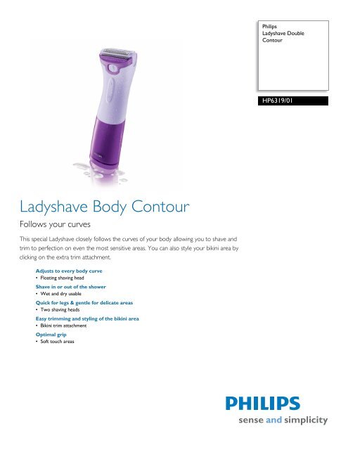 HP6319/01 Philips Ladyshave Double Contour - IPmart.com