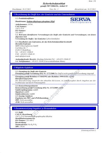 Sicherheitsdatenblatt - SERVA Electrophoresis GmbH