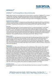 SERDOLITÂ® Ion Exchange Resins - SERVA Electrophoresis GmbH