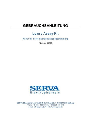 Anleitung - SERVA Electrophoresis GmbH