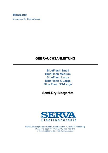 BlueFlash Semi-Dry BlotgerÃ¤te - SERVA Electrophoresis GmbH