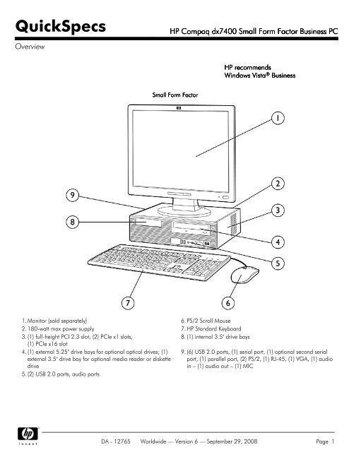 Hp Compaq Dx7400 Small Form Factor Business Pc Anida