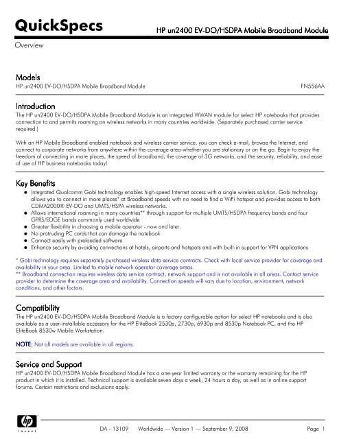 HP un2400 EV-DO/HSDPA Mobile Broadband Module - Server-Unit