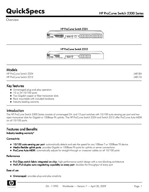 HP ProCurve Switch 2300 Series - Server-Unit