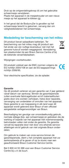 bodycruZer - Braun Consumer Service spare parts use instructions ...