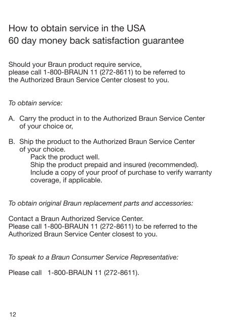 cruZer - Braun Consumer Service spare parts use instructions ...