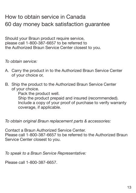 cruZer - Braun Consumer Service spare parts use instructions ...