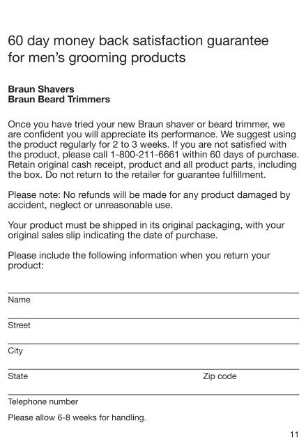 Series1 - Braun Consumer Service spare parts use instructions ...