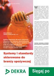 Systemy i standardy skierowane do branÅ¼y spoÅ¼ywczej - Dekra