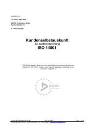 Kundenselbstauskunft ISO 14001 - Dekra