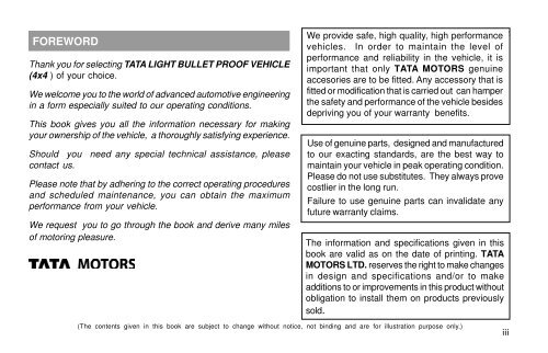 Sumo Armoured LBPV - Tata Motors Customer Care