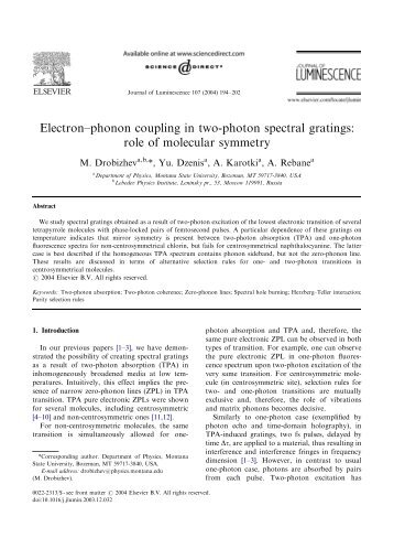 Journal of Luminescence 107 (2004) - Department of Physics ...