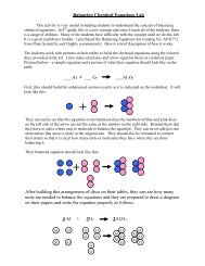 Balancing Chemical Equations Lab