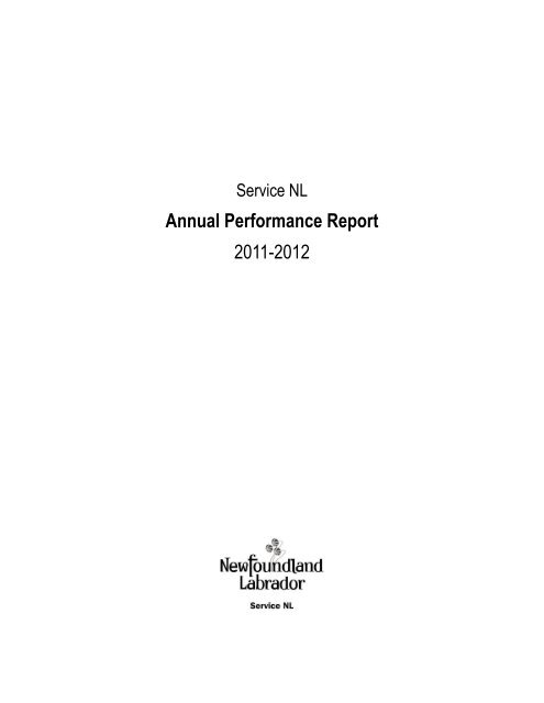 Service NL Annual Performance Report 2011-12