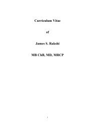 Curriculum Vitae of James S. Rakshi MB ChB, MD, MRCP