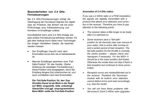 Fahrtregler mit Lichtanlage Speed controller with ... - Servonaut