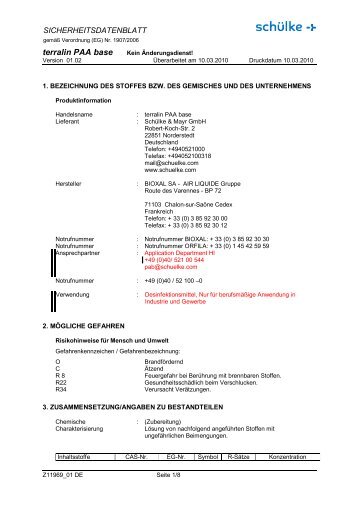 Sicherheitsdatenblatt - Schülke & Mayr