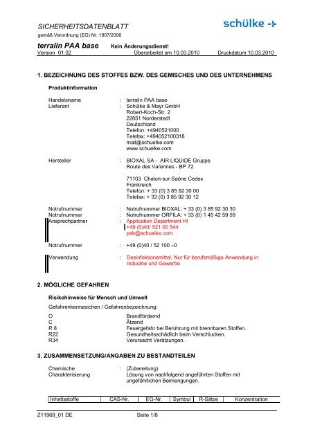 Sicherheitsdatenblatt - Schülke & Mayr
