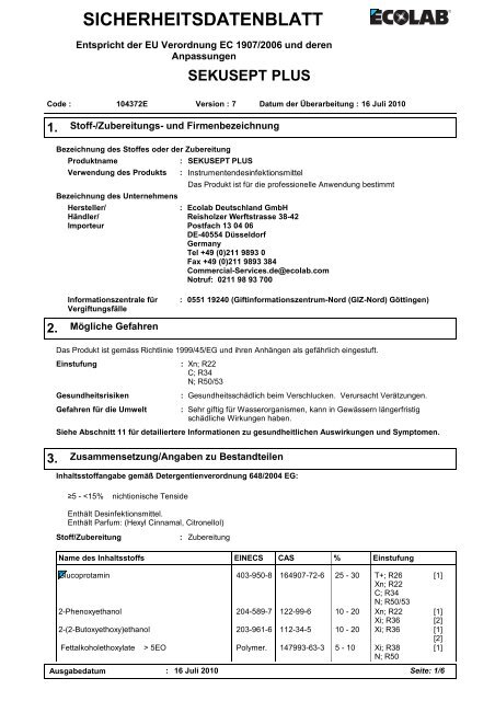 Sicherheitsdatenblatt - Servoprax GmbH