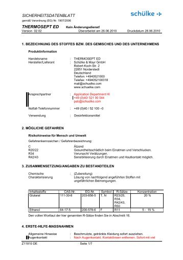 SICHERHEITSDATENBLATT - Schülke & Mayr