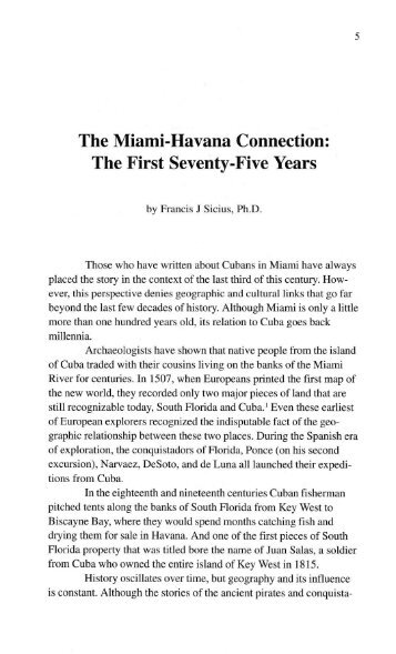 The Miami- Havana Connection: The First Seventy-Five Years ...